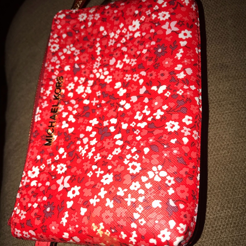 Michael kors red floral wallet